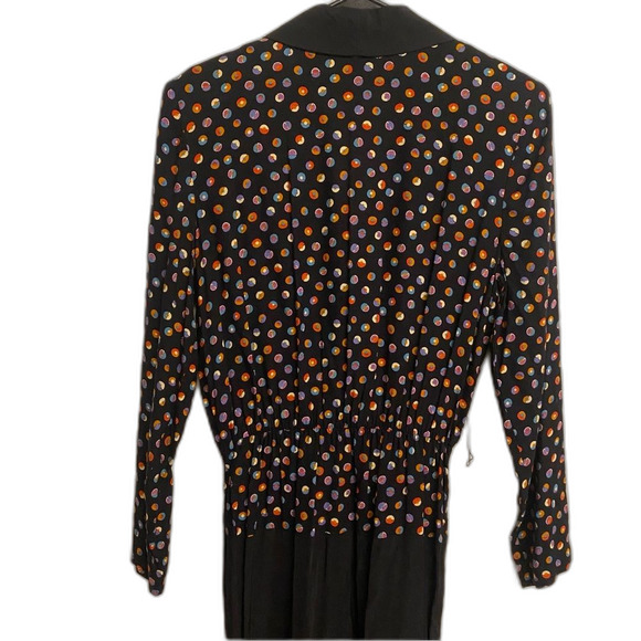 Vintage 80s Tareti by Howard Lei Colorful Polka Dot Zig Zag Blazer Jumpsuit - Picture 10 of 16